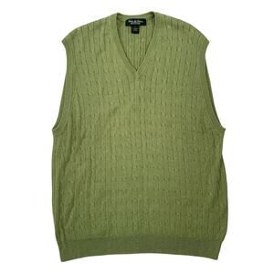 Brooks Brothers Country Club Men's Size XL Cable Knit V-Neck Green Sweater Vest
